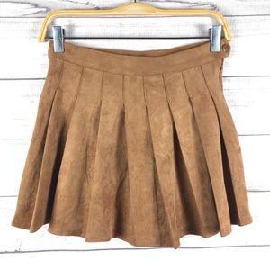 Forever 21 pleated brown faux leather skirt size M